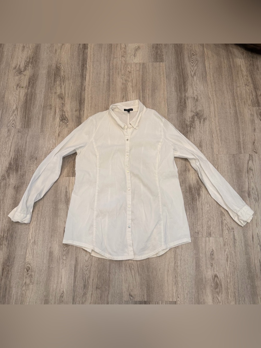 Eileen Fisher White Linen Blend Button Front Shirt Size Large